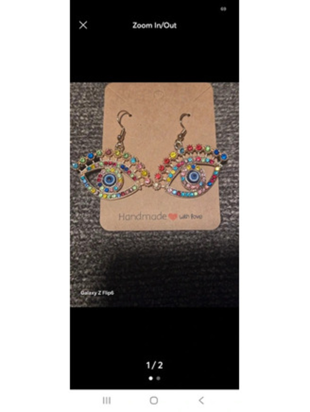 Handmade Colorful and Silver Eye-Shaped Dangle Earrings Set